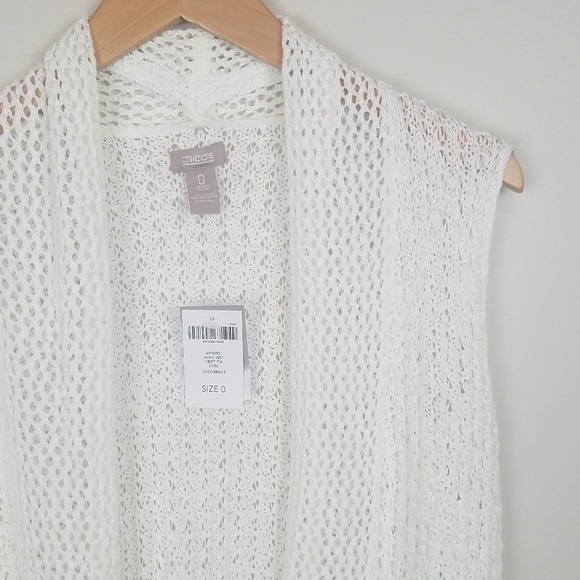 Chico's White Sigrid Knitted Crochet Vest size 0 - Picture 4 of 4